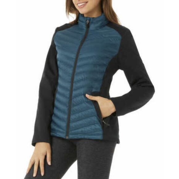 32 Degrees Womens Mixed Media Jacket Blue Dark Teal Size S Extra Lightweight! - Picture 3 of 7